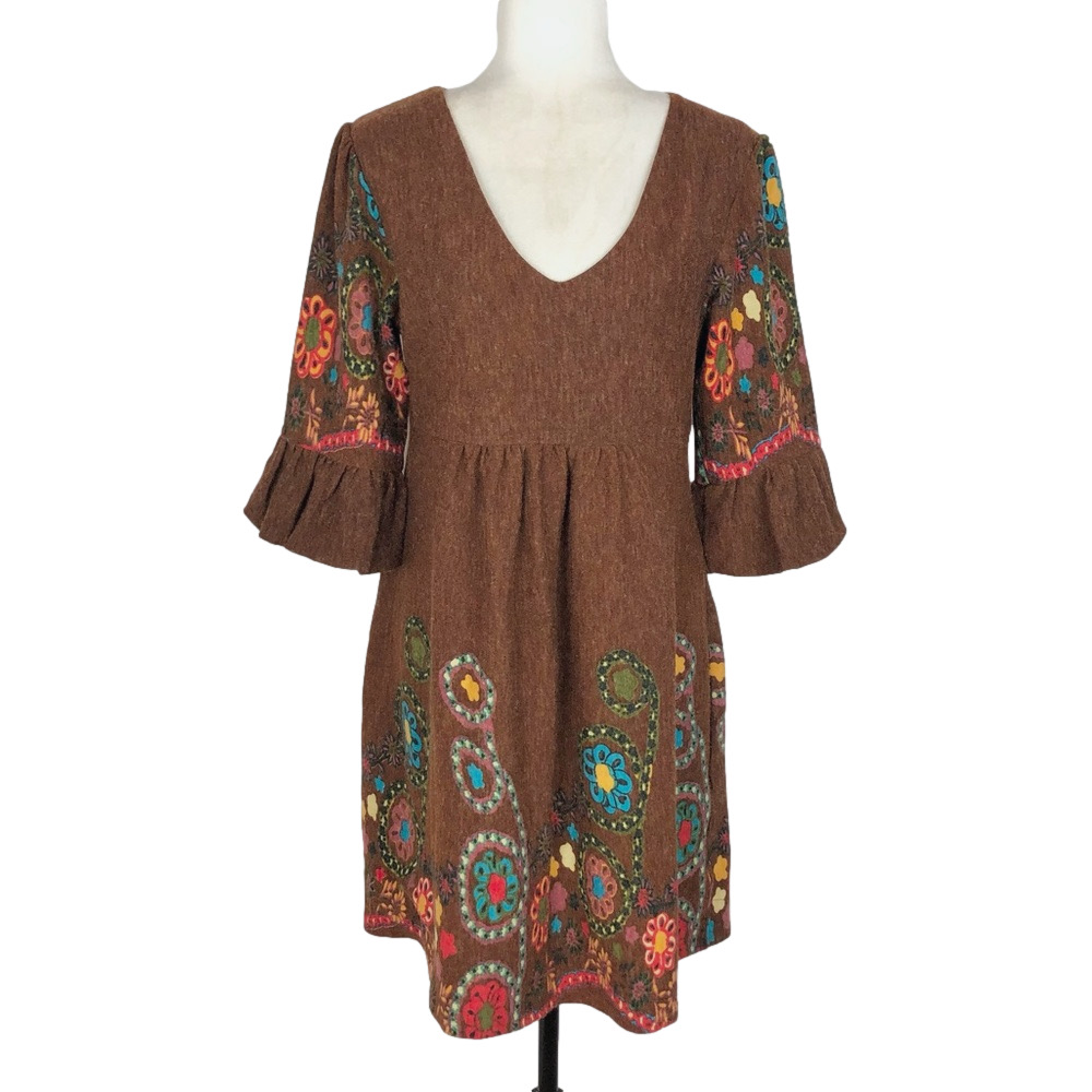 Reborn brown floral boho dress